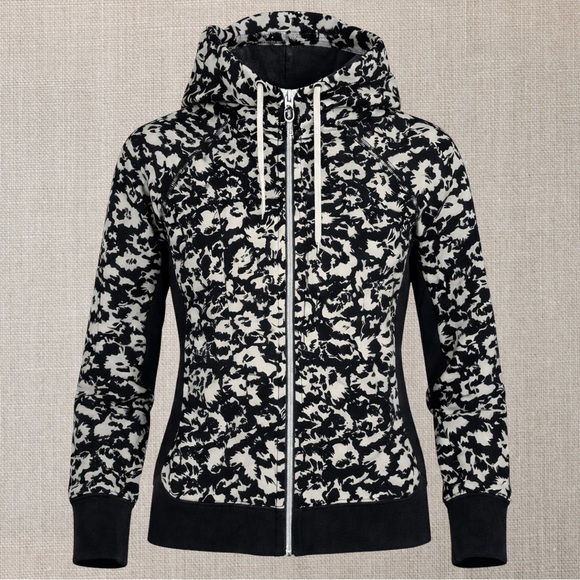 lululemon athletica Tops - Lululemon Scuba Hoodie III - Fleur Sombre White/Black Pattern